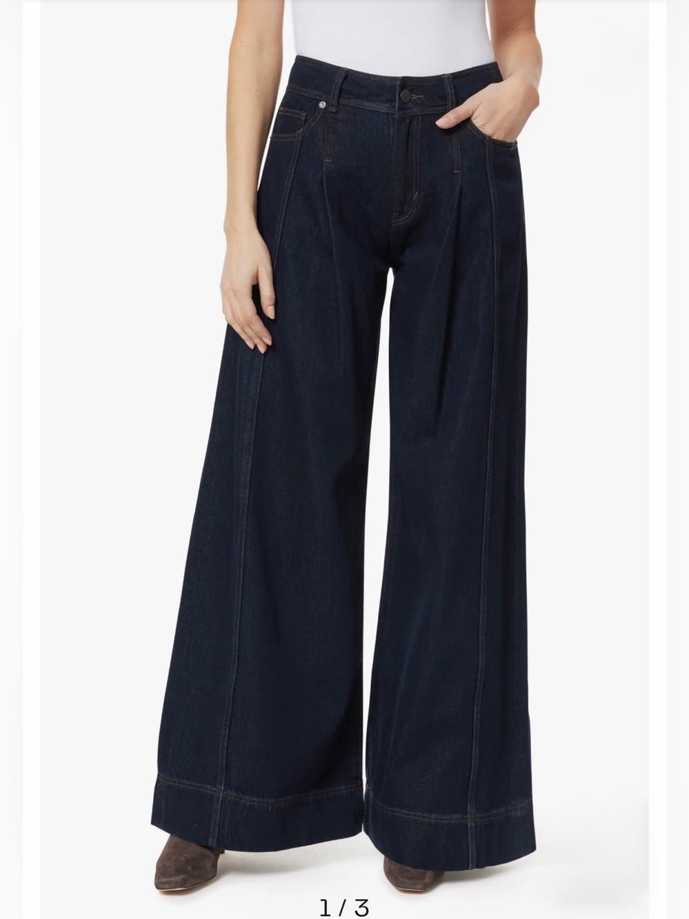 Habitual Pleated Wide Leg Dark Indigo Jeans - Women's Rinse